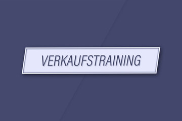 Verkaufstraining. Eine Banner Illustration mit blauem Text, isoliert auf blauem Hintergrund.