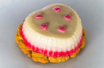 One mousse cookie, on a gray background