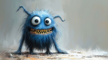 Obraz premium The Blue Monster, A Ferocious Creature, An Unusual Character, A Strange and Scary Beast.