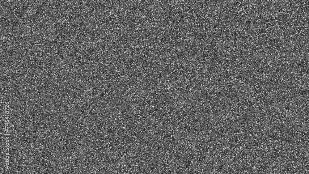 Fototapete old retro tv - static tv black and white noise caused by bad signal reception. loop animation