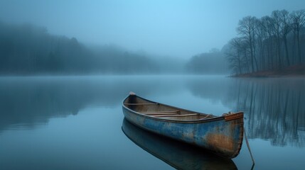 Obraz premium wooden boat in calm water