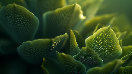 Detalhes Intrincados Suculenta Verde Sob a Luz Natural Capturada com Lente Macro de 50mm