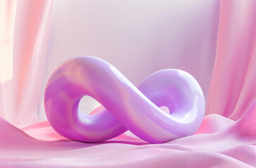 Objet 3D abstrait ressemblant à un nœud torique (forme de beignet) avec une surface lisse et brillante
