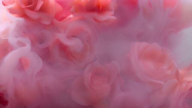 pink roses with pink smoke festive background