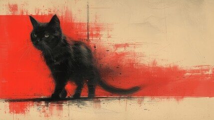 Midnight Cat, Shadowy Feline, Nighttime Stalker, Noir Kitty.