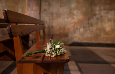 flowers in a church