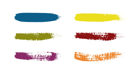 Dry brush strokes vector set. Grunge design elements with distressed ink texture.