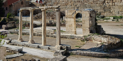 The Ruins of the Roman Agora of Athens the commercial, political and social center located in the...