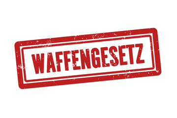 Waffengesetz. Ein roter Stempel isoliert auf weissem Hintergrund im grunge stil.