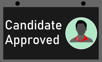 A card showing candidate approved status of a candidate after a recruitment exam with a attached passport size photo 