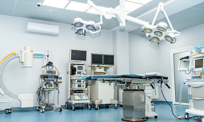 Clinical operating technologies. Emergency modern surgery equipment.