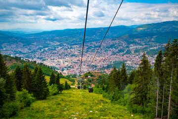 Panoramic View of Sarajevo from Trebević Mountain Cableway, Bosnia and Herzegovina