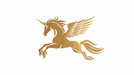 Pegasus Emblem Silhouette Isolated on White Background