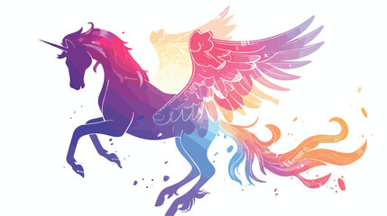 Obraz na płótnie Canvas Pegasus Emblem Silhouette Isolated on White Background
