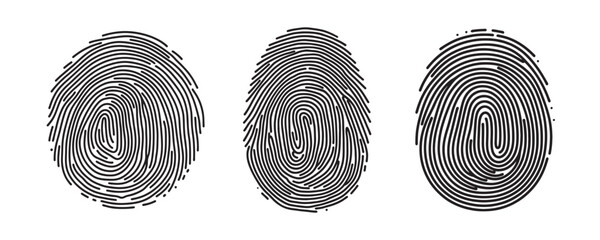 vector set of fingerprint types. fingerprint vector illustration. minimalist style. - obrazy, fototapety, plakaty