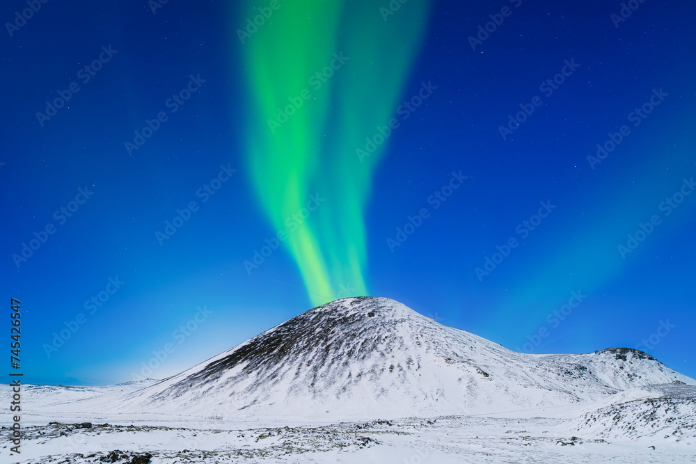 Canvas Prints Aurora borealis on the Lofoten islands, Norway. Northern Lights over the mountains. Scandinavia. Night sky with polar lights. Landscape in the north in winter time.