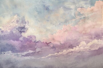an ethereal cloudscape where sunlight illuminates various clouds, creating a mesmerizing play of vibrant colors. The soft and fluffy texture of the clouds gives the image a fairy-tale atmosphere. - obrazy, fototapety, plakaty