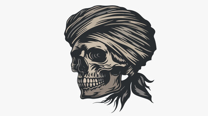 Skull Wearing Turban Vector Logo Isolated on White B