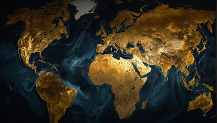 World map in gold