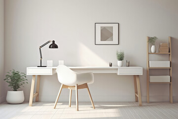 Minimalist Home Office with White Desk and Ergonomic Chair