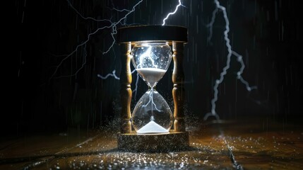 Thunder strikes an hourglass, showing the swift pace of business decision-making.