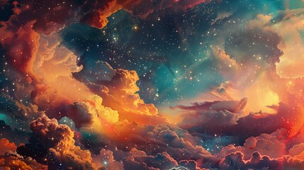 Obraz na płótnie Canvas Cosmic clouds, stars, gaseous, for outer space theme science background, Giant deep space expansion and massive cosmic event
