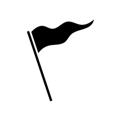 Waving triangular flag icon. Black silhouette. Front side view. Vector simple flat graphic illustration. Isolated object on a white background. Isolate.