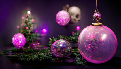 Purple Christmas decoration. AI generated.