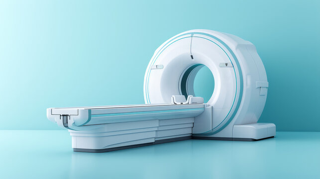 An MRI machine in a room with teal walls, symbolizing modern medical technology. Ai generative