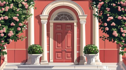 Fototapeta na wymiar Vector illustration depicting architectural elements, specifically a front door background