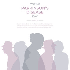 World Parkinson's Day. Vector illustration with silhouettes of elderly people.