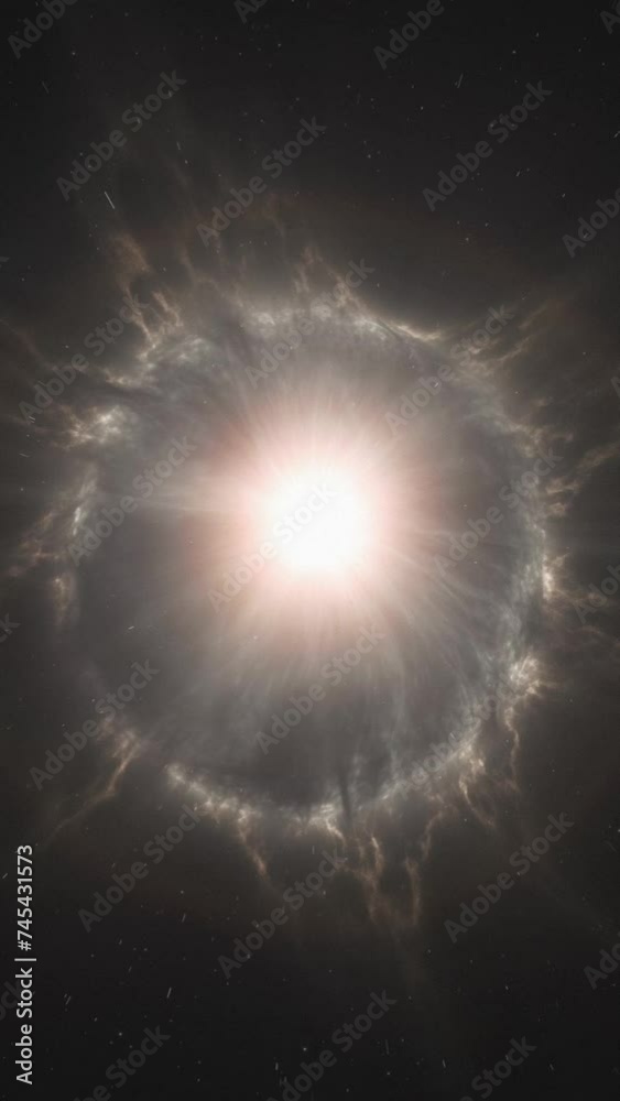 Sticker space background with an image of a star that exploded and formed a nebula.