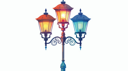 Fototapeta na wymiar Streetlight Vintage Lamp Icon Colorful Design Isolated