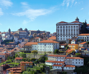 Fototapeta na wymiar Porto city spring view with Episcopal Palace (Portugal).