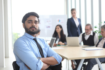 Business People, Successful business professionals. Diverse team celebrating business success at meeting.