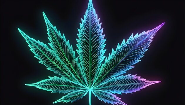 Holo cannabis symbol on dark background