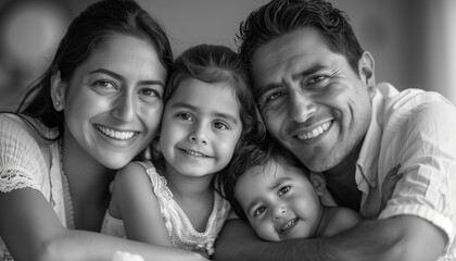 Obraz premium portrait of smiling family in black and white