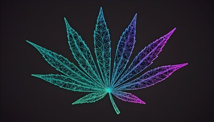 Holo cannabis leaf artwork on black background