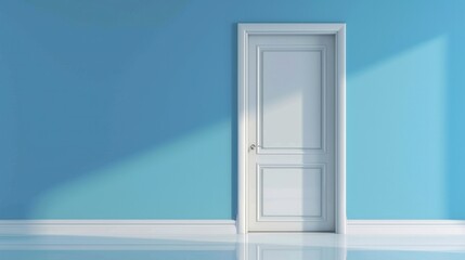 Isolated on a background, a vector illustration of a white closed door with a frame