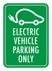 Vector graphic of sign for EV charging point and parking allowed only for electric vehicle
