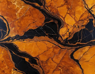 Modern wallpaper design with seamless amber and black marble pattern
