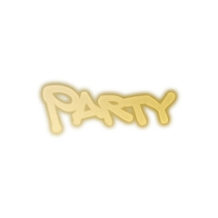 An abstract transparent cut out text type of the word party graphic design element.