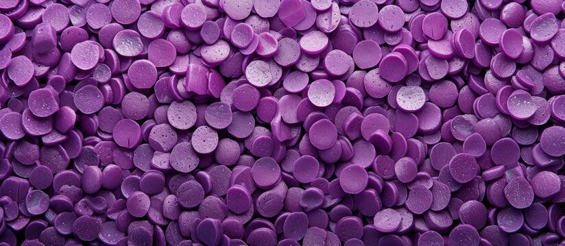 This close-up showcases a bunch of vibrant purple circles, which are foam beads. The texture of the beads creates a bold and eye-catching background.