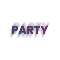 An abstract transparent cut out text type of the word party graphic design element.