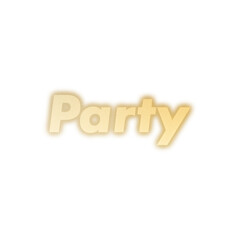 An abstract transparent cut out text type of the word party graphic design element.