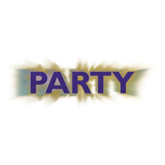 An abstract transparent cut out text type of the word party graphic design element.
