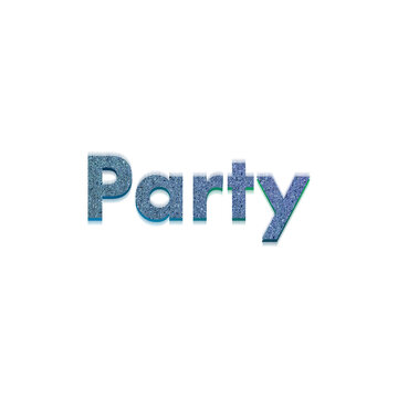 An abstract transparent cut out text type of the word party graphic design element.
