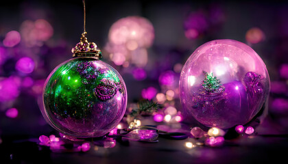 Obraz premium Purple Christmas decoration. AI generated.