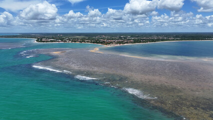 Coral Reef In Santa Cruz Cabralia Bahia Brazil. Beach Landscape. Brazilian Northeast. Bahia Brazil. Seascape Outdoor. Coral Reef In Santa Cruz Cabralia Bahia. Brazil Discovery Coast. © bydronevideos
