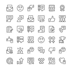 Customer feedback icons set. Vector line icons. Black outline stroke symbols - obrazy, fototapety, plakaty